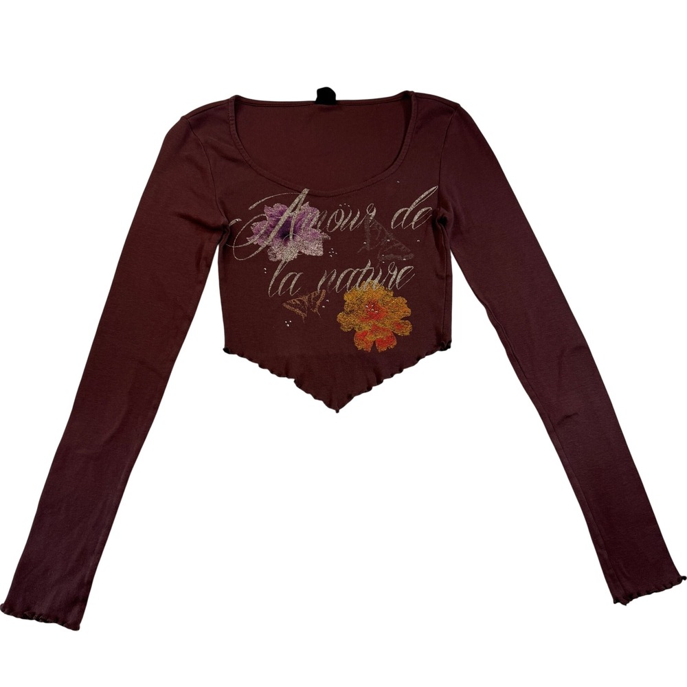 Y2K Urban Outfitters Baby Doll Crop Top Long Sleeve Women's S Whimsical Fairy